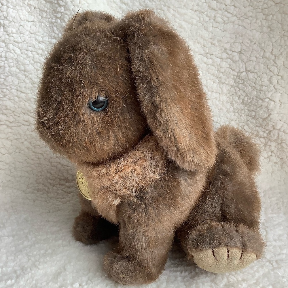GUND Vintage 1985 Brown Sitting Bunny Rabbit w/Suede Paws